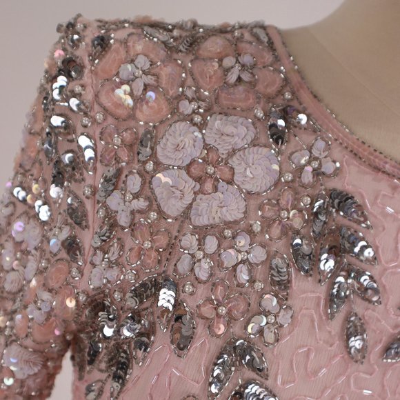 Vtg Stenay NWOT Pink Sequin Beaded Rhinestone Party Cocktail Wedding Dress S - Picture 9 of 13